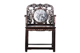 A CHINESE ROSEWOOD MOTHER OF PEARL AND MARBLE INSET CHAIR