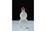 A CRYSTAL CARVED DOUBLE-GOURD SNUFF BOTTLE