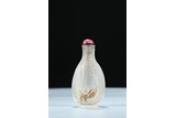 A QUARTZ CARVED 'CORN AND CRICKET' SNUFF BOTTLE