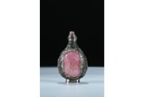 A BRONZE TOURMALINE EMBELLISHED SNUFF BOTTLE