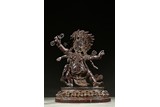 A RARE ALOESWOOD CARVED FIGURE OF MAHAKALA