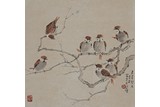 XU BEIHONG: COLOR AND INK ON PAPER 'BIRDS PAINTING