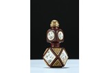A FACETED MOULDED GOURD ENAMELLED AND GILT SNUFF BOTTLE