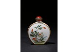 A FAMILLE ROSE 'FLOWER AND POEM' SNUFF BOTTLE