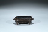A BRONZE BAMBOO-FORM SQUARE CENSER