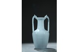 A MONOCHROME SKY BLUE GLAZE DOUBLE DRAGON AMPHORA VASE