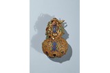 A GOLD WIRE ENAMELLED AND GEMS INLAID DOUBLE GOURD BOX