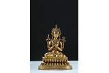 A GILT BRONZE FIGURE OF MANJUSRI