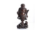 A ROSEWOOD CARVED FIGURE OF LIU HAI