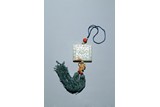 A CELADON JADE 'BAT AND SHOU' SQUARE PENDANT