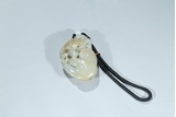A WHITE JADE 'LINGZHI AND BAT' PENDANT