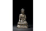 A BRONZE FIGURE OF SHAKYAMUNI
