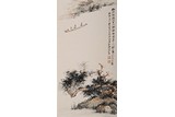 ZHANG DAQIAN: COLOR AND INK ON PAPER 'FIGURES AND LANDSCAPE' PAINTING