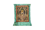A TIBETAN THANGKA DEPICTING SHAKYAMUNI