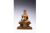 A BRONZE FIGURE OF SEATED BODHISATTVA