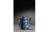 A ZISHA GILT AND ENAMEL 'FOLIATE' TEAPOT