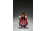 A CHINESE FLAMBE GLAZED FIVE NECK VASE