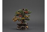 A PAINTED BRONZE MODEL OF CRANE AND PINE TREE