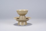 A 'YUE' WARE CUP AND CUP STAND