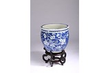 A BLUE AND WHITE 'PLUM BLOSSOM' JARDINIERE