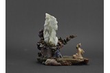 A SOAPSTONE AND JADE 'MIFU WORSHIPING ROCK' CARVING