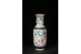 A FAMILLE ROSE CRACKLED 'WARRIORS' VASE