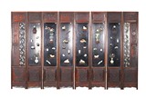 A CHINESE EIGHTFOLD JADE INLAID 'LANDSCAPE' LACQUER SCREEN