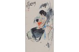 ZHOU SICONG: COLOR AND INK ON PAPER 'FIGURES' PAINTING