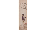XU BEIHONG: COLOR AND INK ON PAPER 'LADY' PAINTING