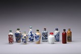 A GROUP OF TEN PORCELAIN SNUFF BOTTLE