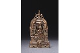 A COPPER ALLOY SILVER INLAID MAHAVIRA