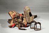 A GILT SILVER ALLOY HORSE SADDLE SET