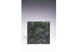 A SPINACH JADE CARVED 'LANDSCAPE' AND 'POEM' SCREEN