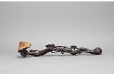 A NATURALISTIC ZITAN CARVED RUYI SCEPTER