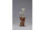 A SMALL JADE VASE WITH HUANGYANGMU STAND