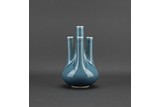 A BLUE GLAZED FIVE NECK VASE