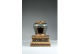 A GILT BRONZE CLOISONNE ENAMEL STUPA