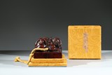 A SANDALWOOD CARVED 'MYTHICAL BEAST' SQUARE SEAL