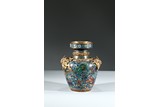 A GILT BRONZE CLOISONNE ENAMEL LOTUS VASE