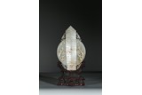 A WHITE JADE CARVED TABLET WITH STAND