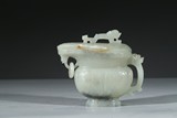 A CARVED WHITE JADE 'DRAGON' WINE VESSEL