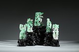 A GROUP OF FIVE JADEITE CARVINGS