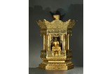 A LARGE AND RARE GILT-BRONZE BUDDHIST SHRINE AND BUDDHA FIGURE