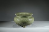 A LONGQUAN CELADON GLAZED TRIPOD CENSER
