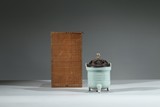 A SKY BLUE GLAZED TRIPOD CENSER