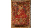 AN EMBROIDERED 'LAMA' THANGKA HANGING SCROLL