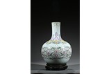 A FAMILLE ROSE 'FLORAL' GLOBULAR VASE