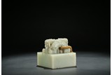 A WHITE JADE CARVED 'DRAGON' SEAL