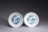 A PAIR OF DOUCAI 'DRAGON AND PHOENIX' PLATES