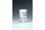 A FAMILLE ROSE 'MOUNTAIN SCENE' BRUSHPOT